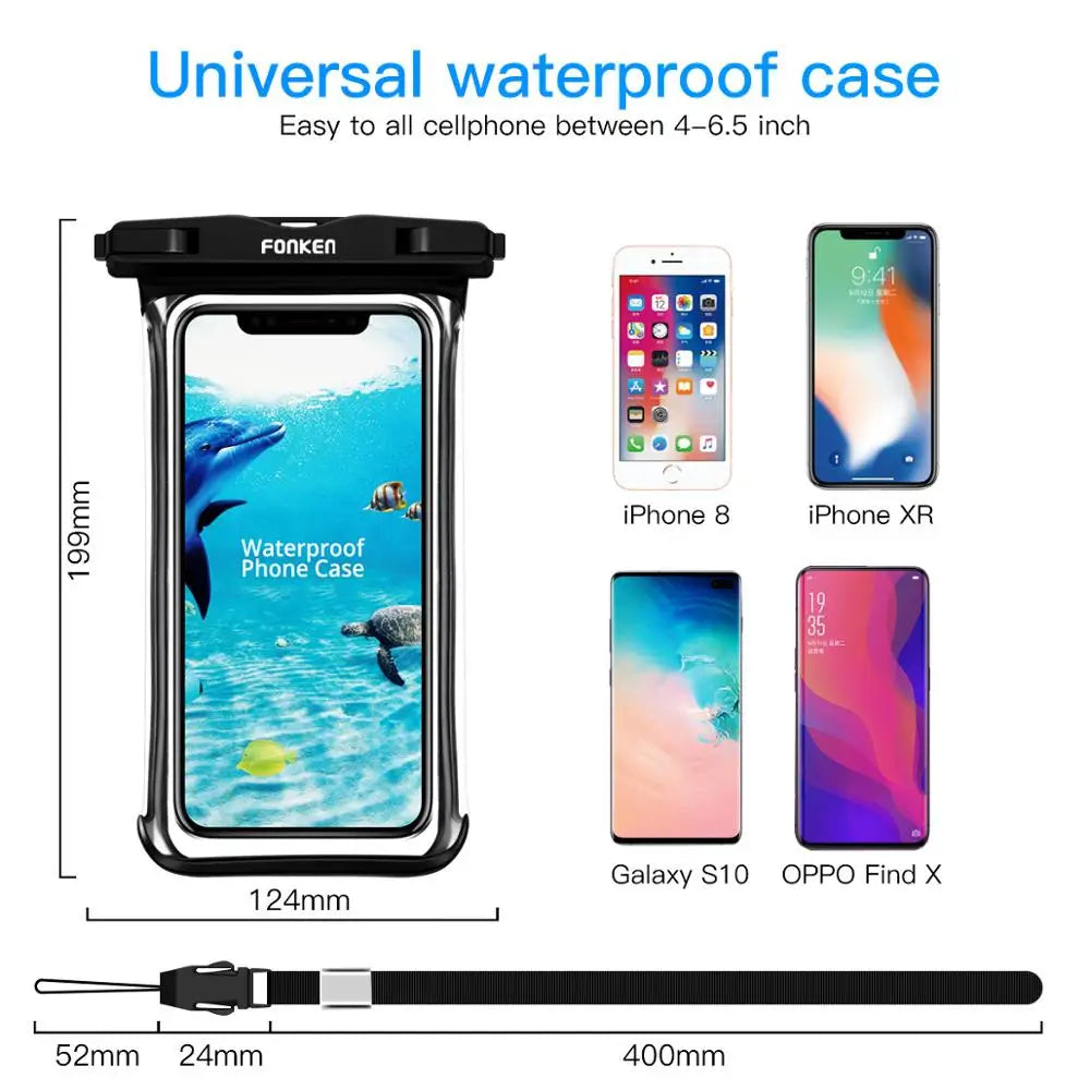 LZINA™ | Waterproof Smartphone Case DryVault | Full View Design | Side Accessible | With Carrying Strap