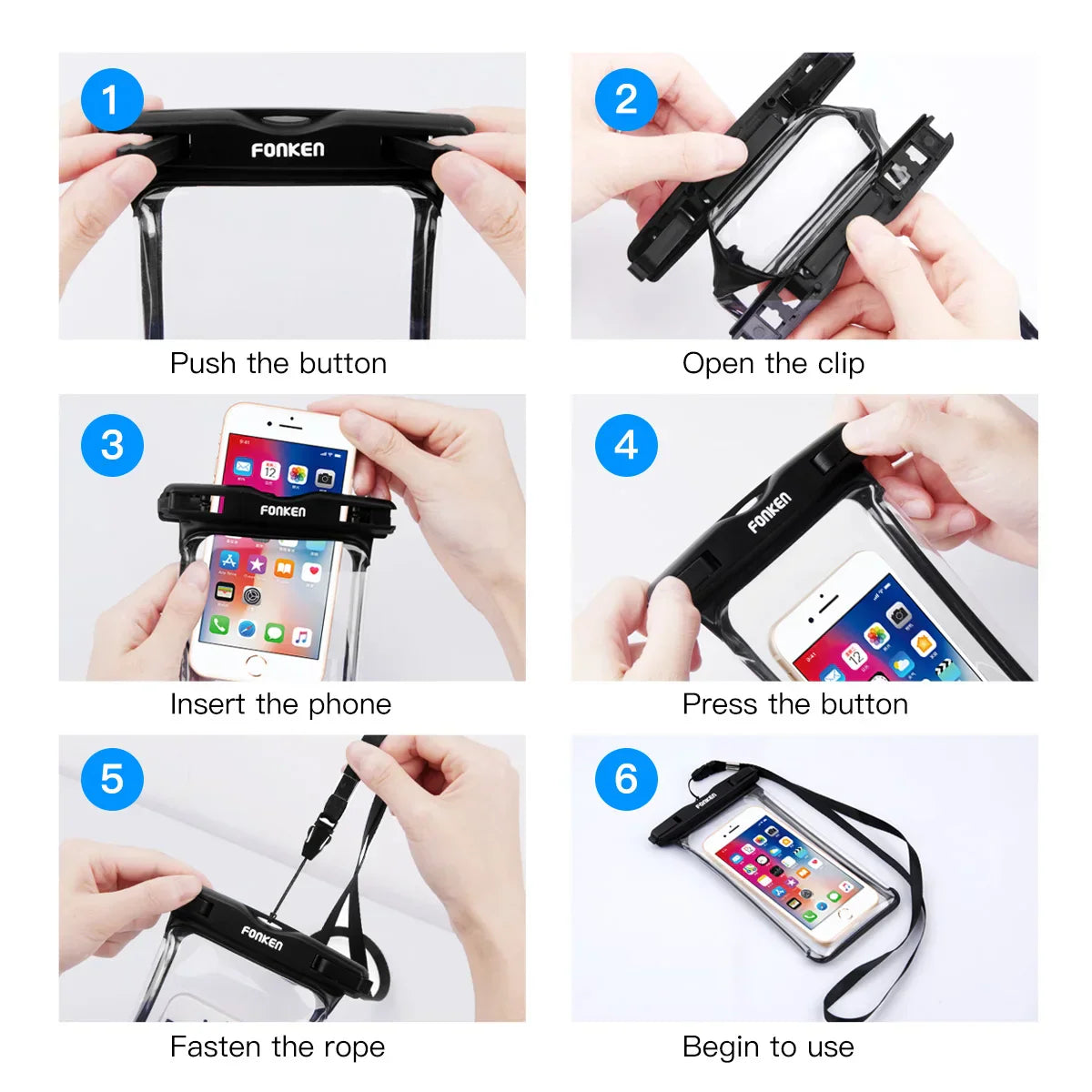 LZINA™ | Waterproof Smartphone Case DryVault | Full View Design | Side Accessible | With Carrying Strap