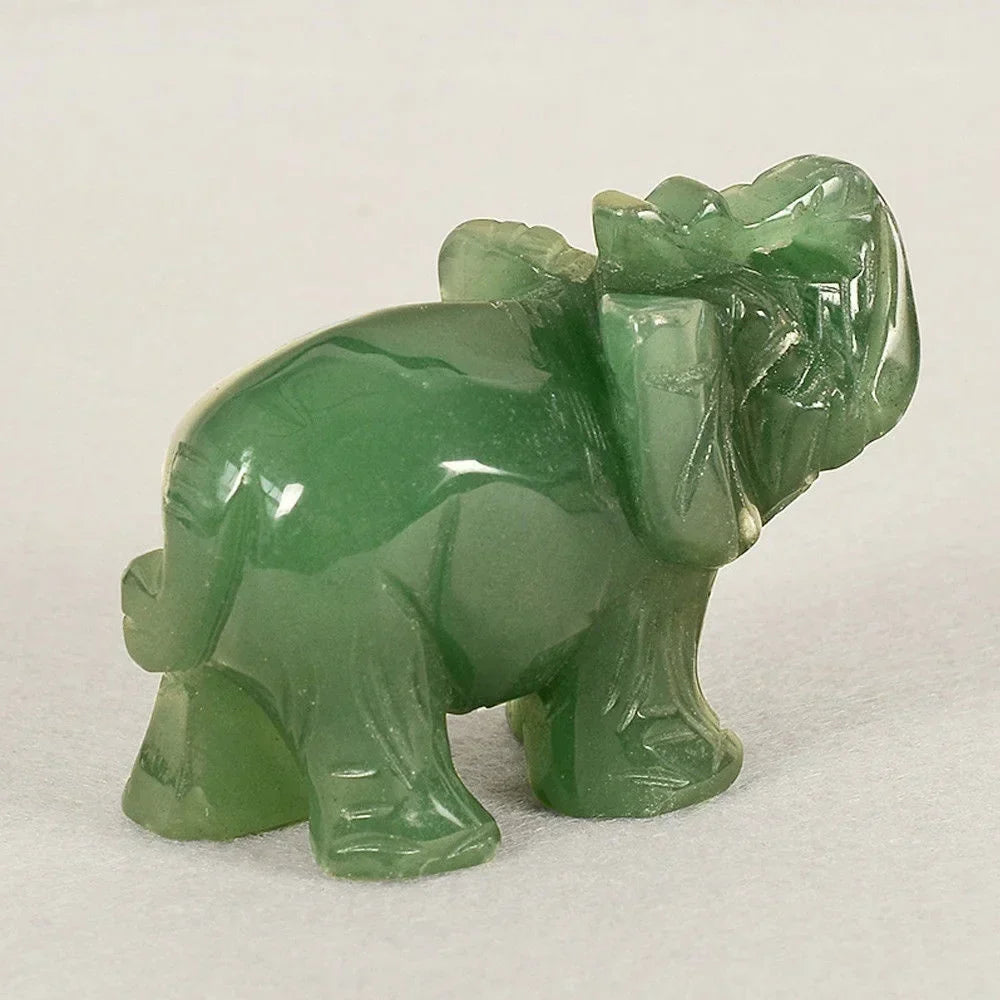 LZINA™ | Green Aventurine Jade Stone Elephant Statue