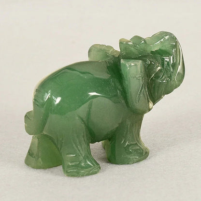 LZINA™ | Green Aventurine Jade Stone Elephant Statue
