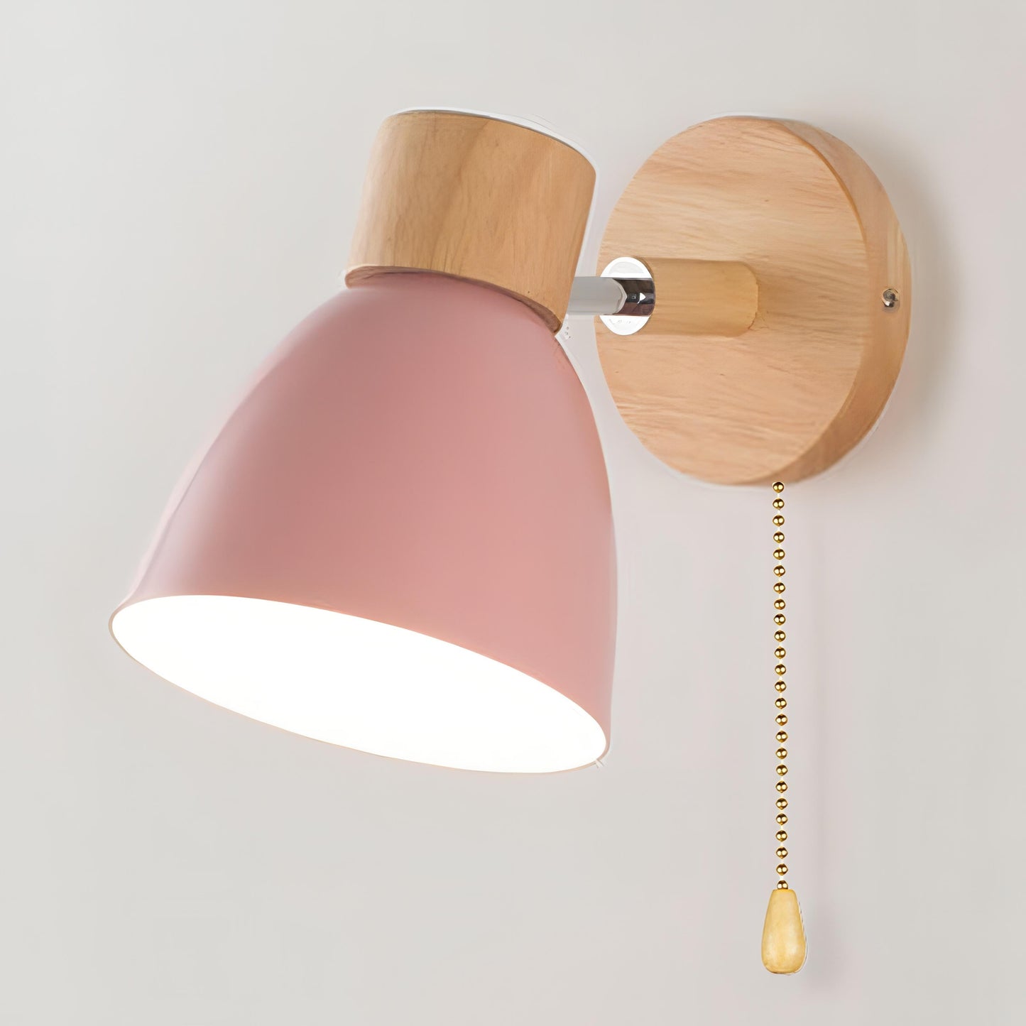 BowLift Nordic-Modern Wooden Wall Lamp with Hanging Switch
