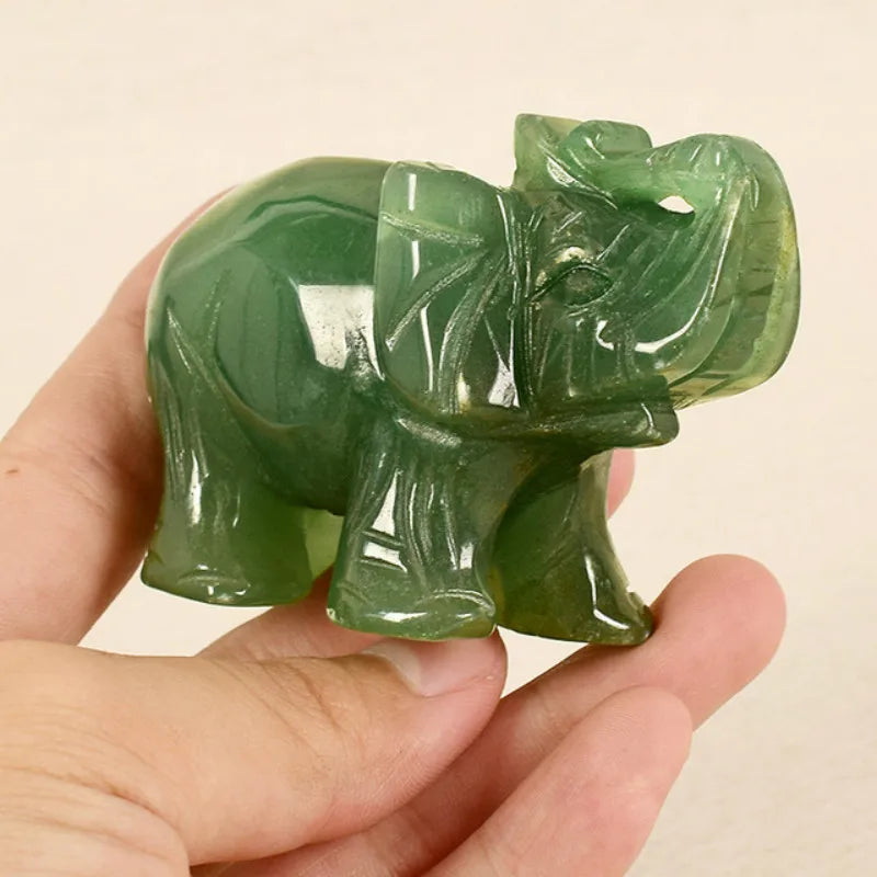 LZINA™ | Green Aventurine Jade Stone Elephant Statue