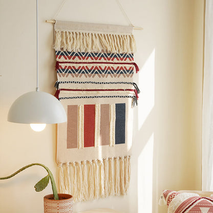 LZINA™ | Handwoven geometric pattern tassel wall hanging