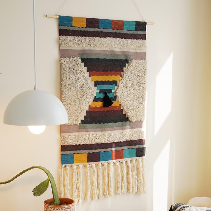 LZINA™ | Handwoven geometric pattern tassel wall hanging