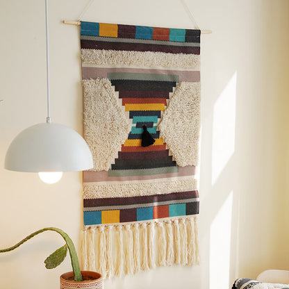 LZINA™ | Handwoven geometric pattern tassel wall hanging
