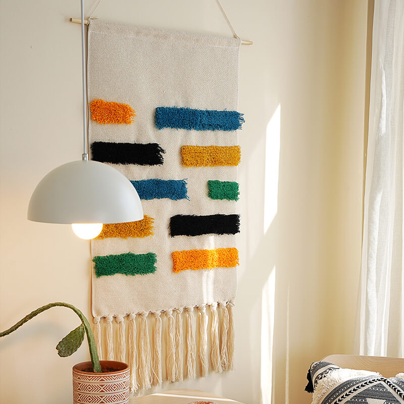 LZINA™ | Handwoven geometric pattern tassel wall hanging