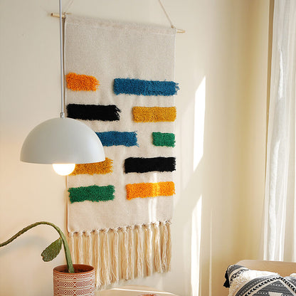 LZINA™ | Handwoven geometric pattern tassel wall hanging
