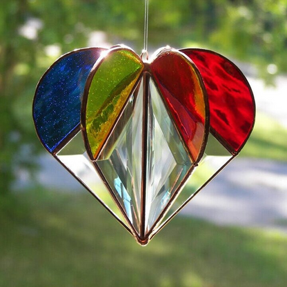 LZINA™ | Handcrafted Heart-Shaped Sun Catcher Made of Stained Glass