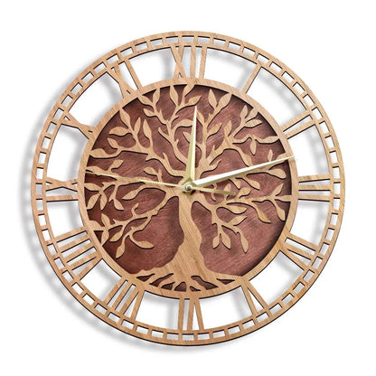 BowLift | WoodArt | Rustic wall clock made of wood in vintage style
