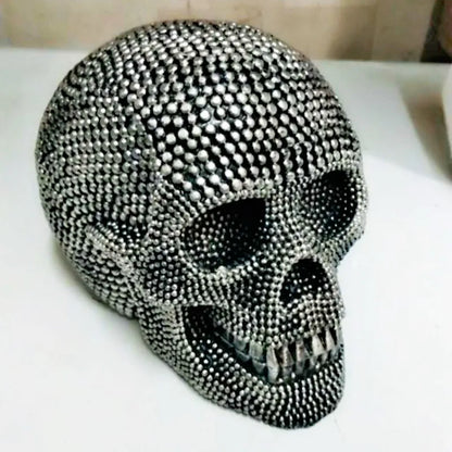 LZINA™ | BUF Large Silver/Gold Skull Statue Resin Craft Decorative Ornaments Halloween Decoration Sculpture Home Decor Figures