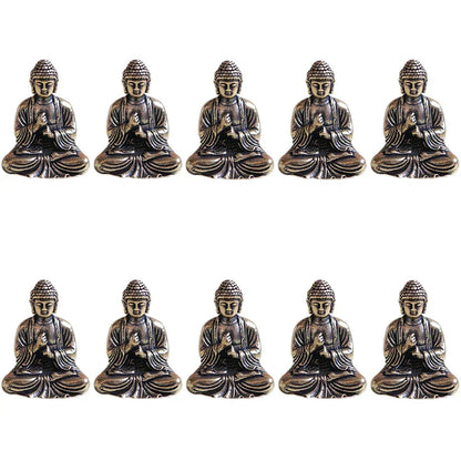LZINA™ | 10 pieces mini brass sitting Buddha statue figure for travel Buddhism worship home office desk decoration