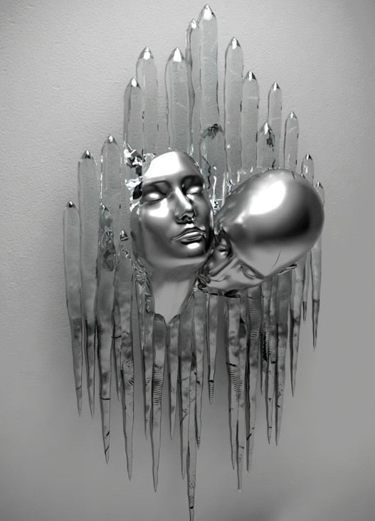LZINA™ | Metal Figure Statues Styles Abstract Canvas Painting Couples Wall Art Love Sculpture Poster Print Home Decor Living Room Gifts