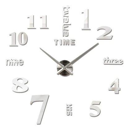 Big Wall Clock DIY 3D Self Adhesive Mirrored Acrylic Wall Clock For Kitchen Dining Room Living Room Creative Home Decor | Bowlift