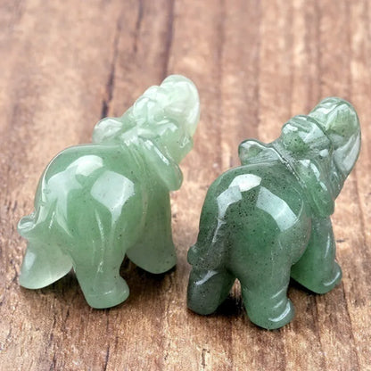 LZINA™ | Green Aventurine Jade Stone Elephant Statue