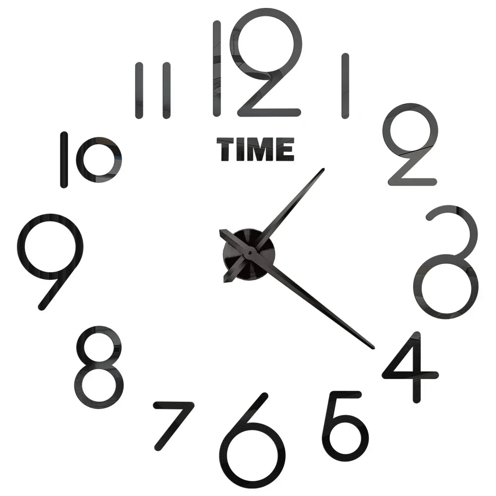 Big Wall Clock DIY 3D Self Adhesive Mirrored Acrylic Wall Clock For Kitchen Dining Room Living Room Creative Home Decor | Bowlift