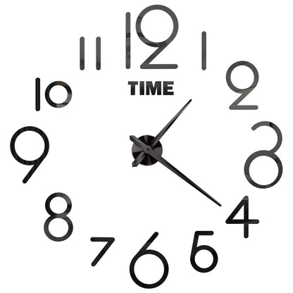 Big Wall Clock DIY 3D Self Adhesive Mirrored Acrylic Wall Clock For Kitchen Dining Room Living Room Creative Home Decor | Bowlift