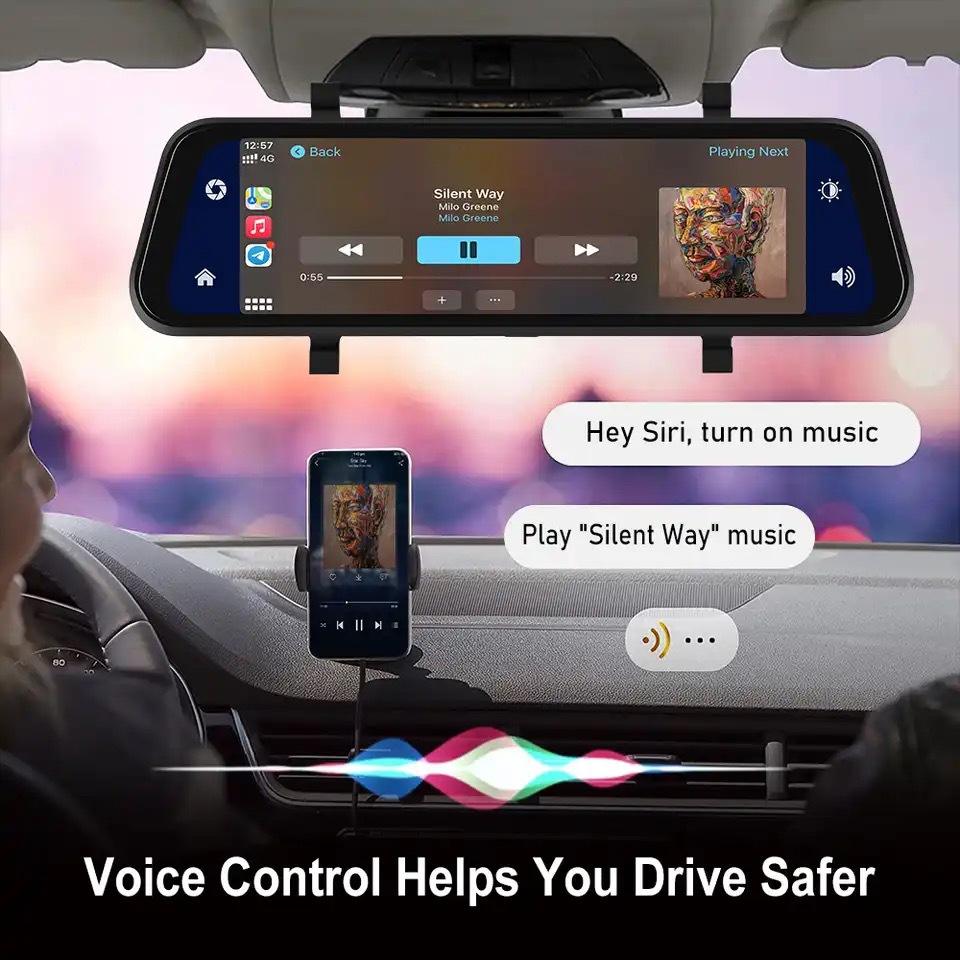 BowLift | VisionMirror Pro – Ultra HD Mirror Dash Cam with Wireless CarPlay & Android Auto
