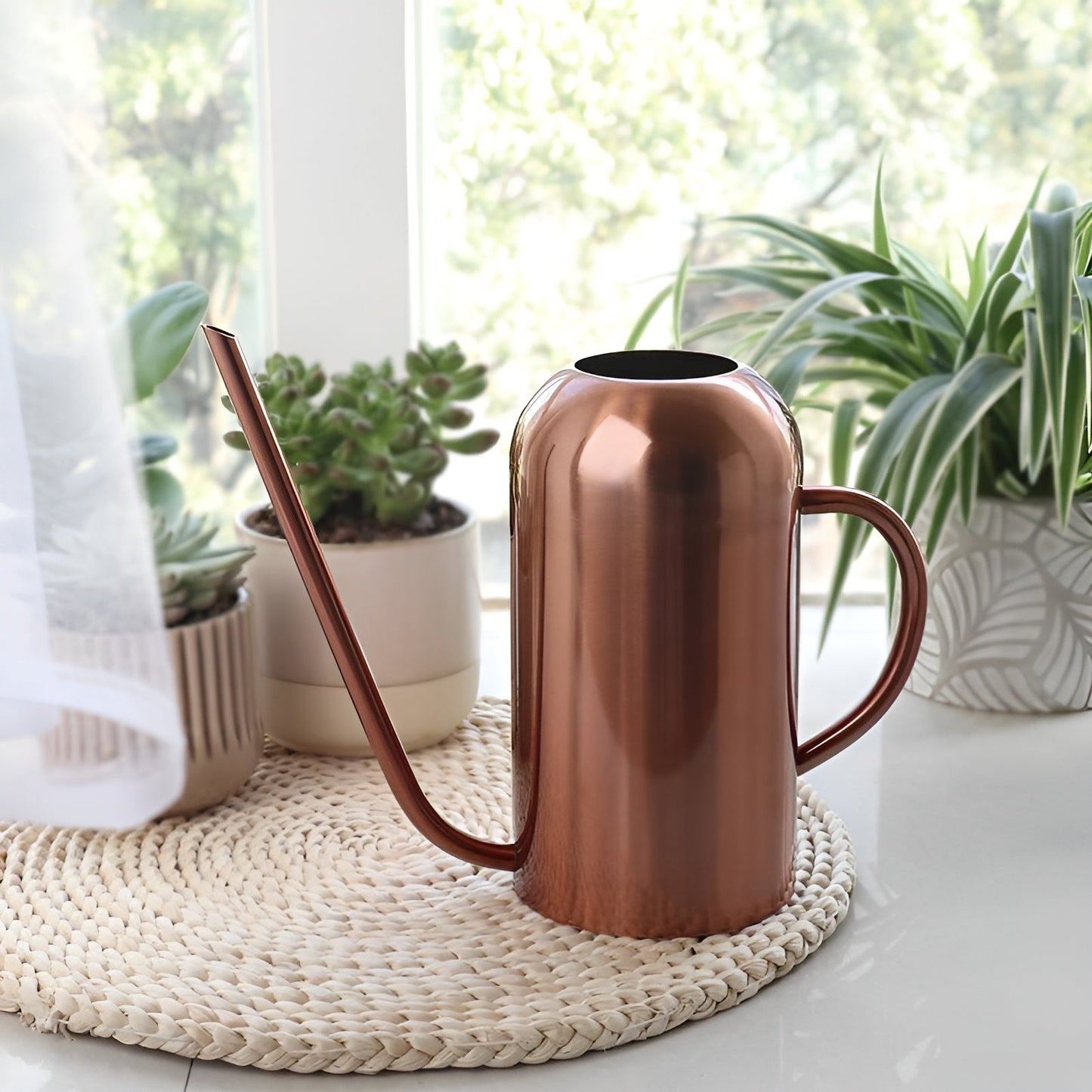 BowLift Stainless Steel Pourer: 1.5L Long-Handled Watering Can for Plants & Flowers