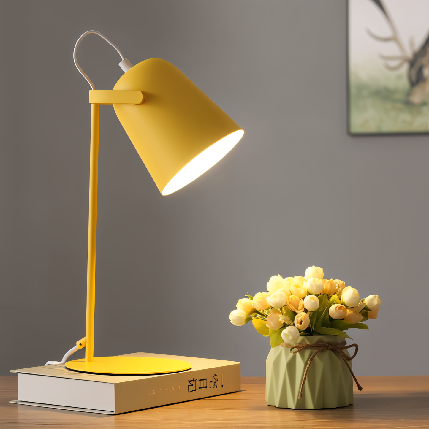 BowLift Macaron – Adjustable Nordic Table Lamp for a Sleek, Modern Office