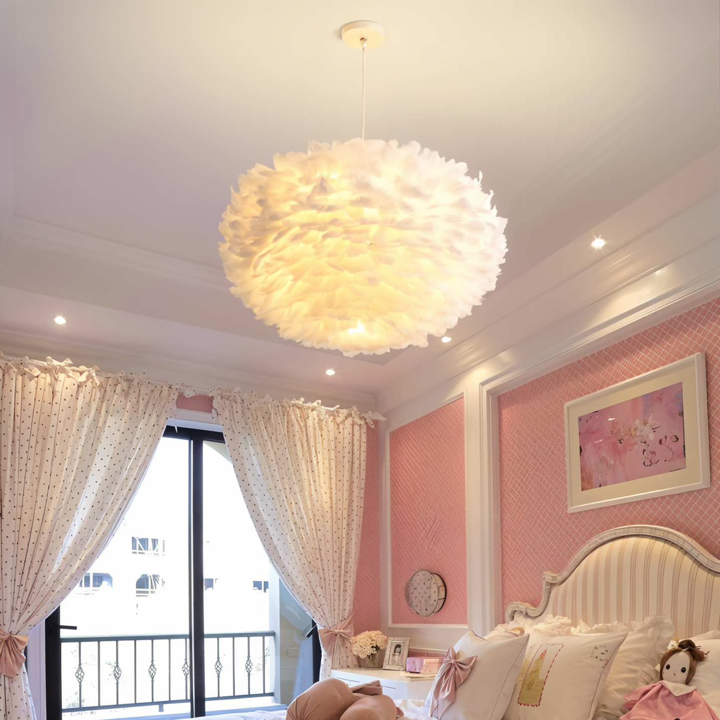 BowLift | Dreamcatcher Feather Chandelier - Handmade, adjustable pendant light