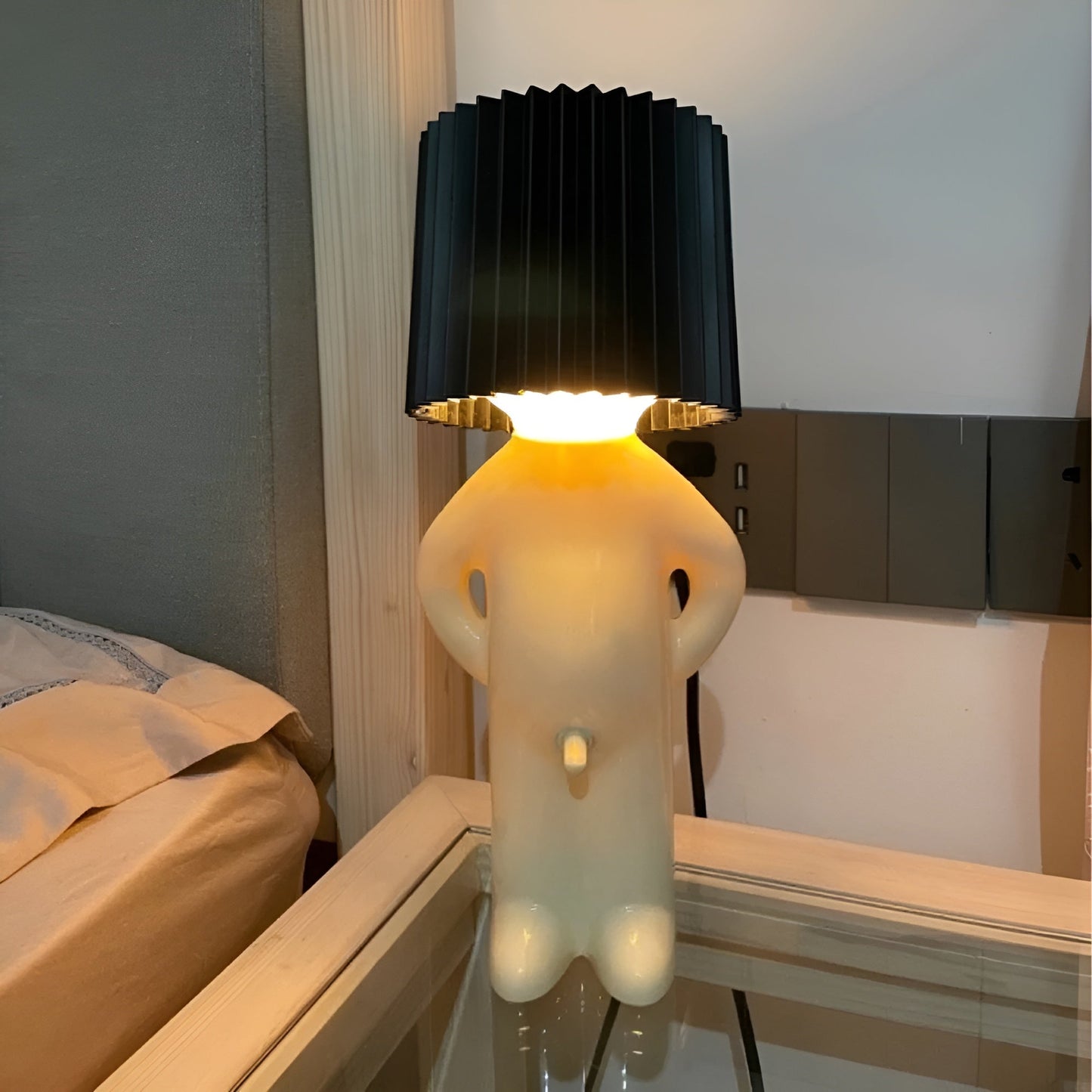 BowLift Table Lamp - Playful Shy Boy LED Light with Creative Design