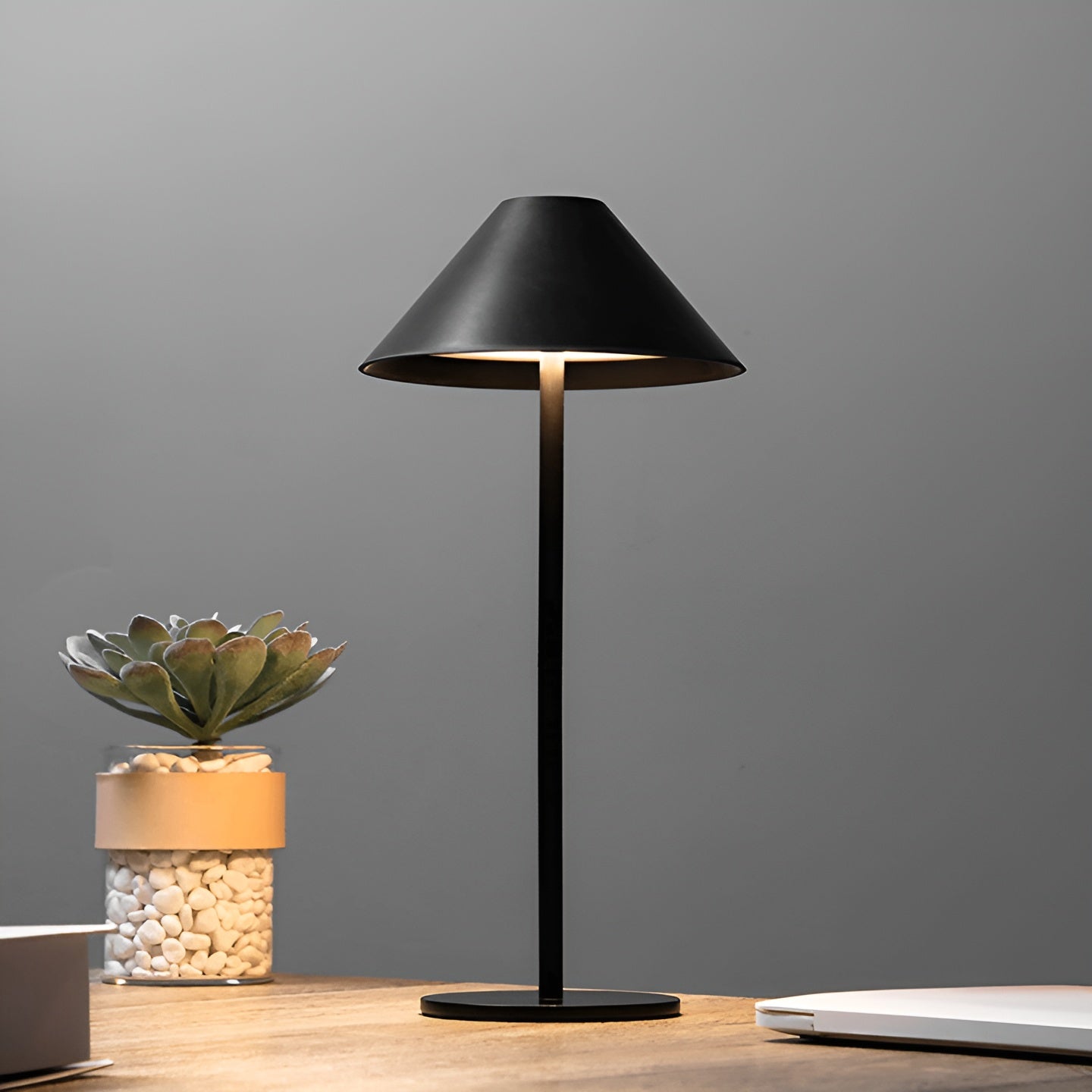 BowLift LumiLuxe Nordic Cone LED Table Lamp — Dimmable with Touch Control