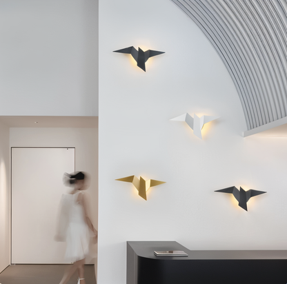 BowLift OriTori Wall Light — Geometric Origami Bird Design with Japanese-Style Aesthetic