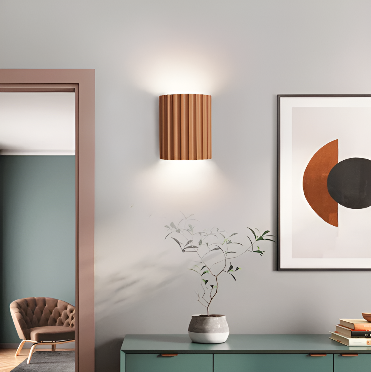 BowLift Striped Resin LED Wall Light for a Modern Nordic Ambience