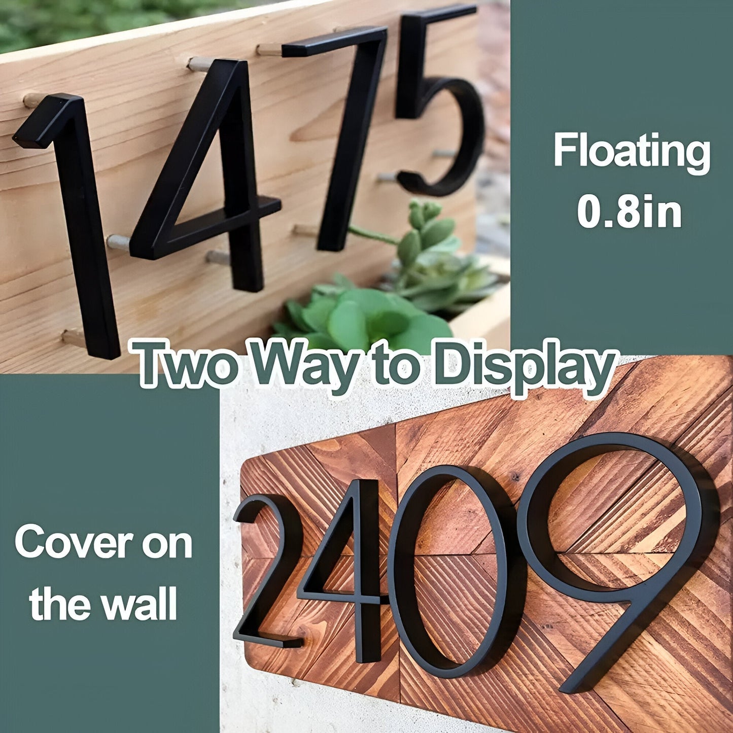 LZINA™ | Black Full House Number - House Number Modern - House Number Sign