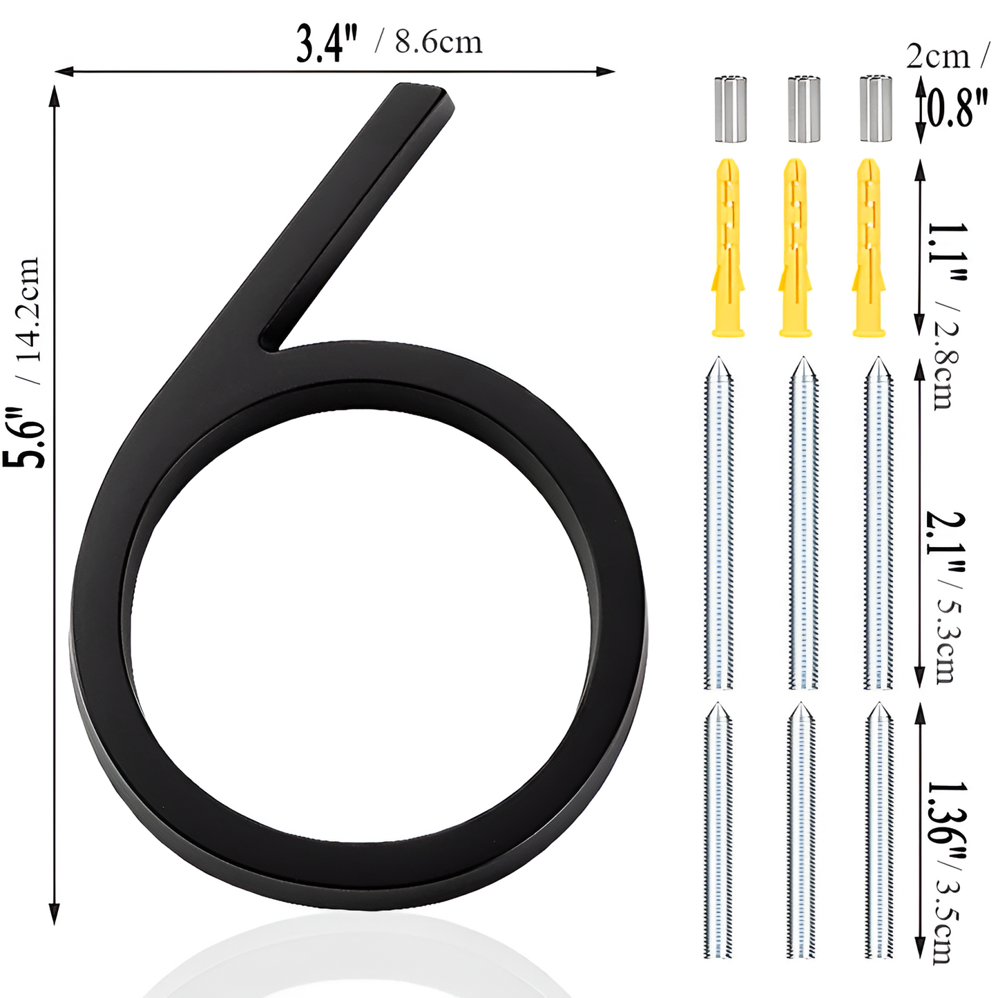 LZINA™ | Black Full House Number - House Number Modern - House Number Sign