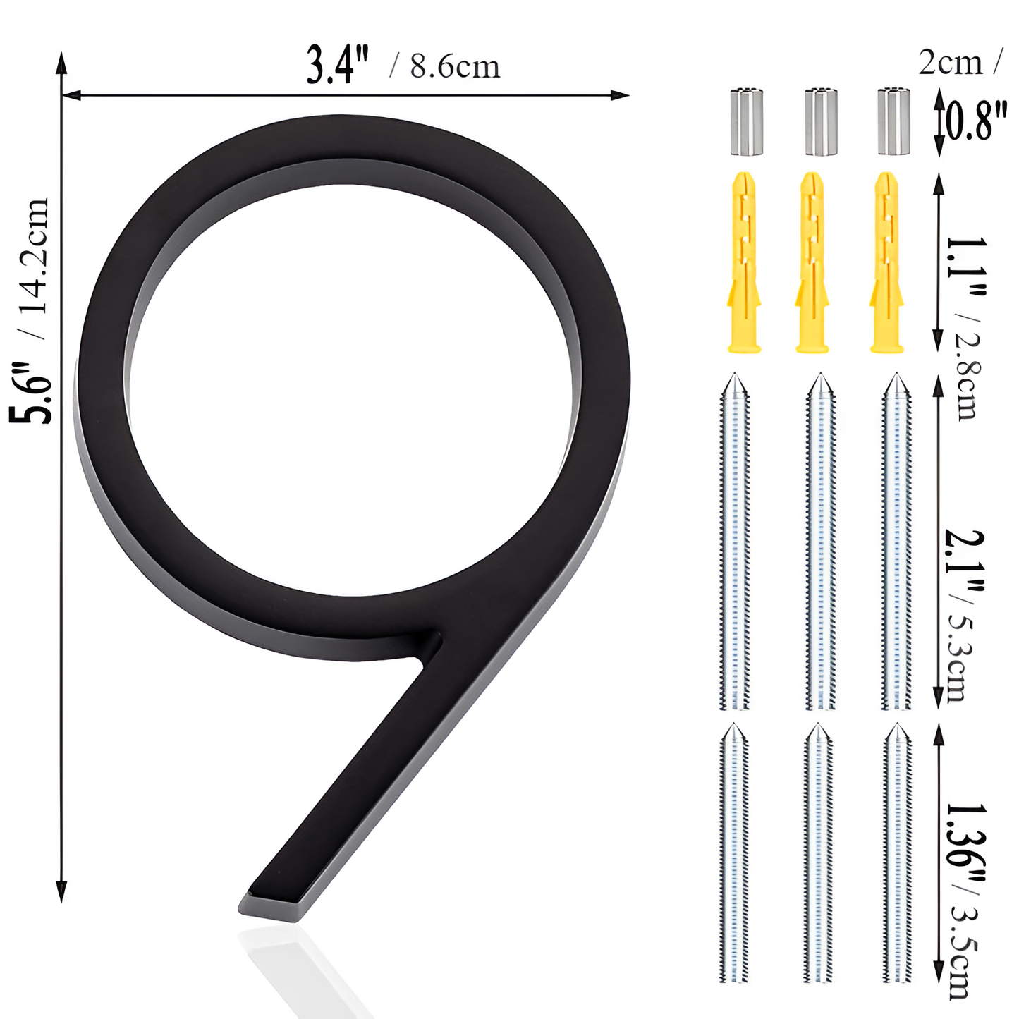LZINA™ | Black Full House Number - House Number Modern - House Number Sign