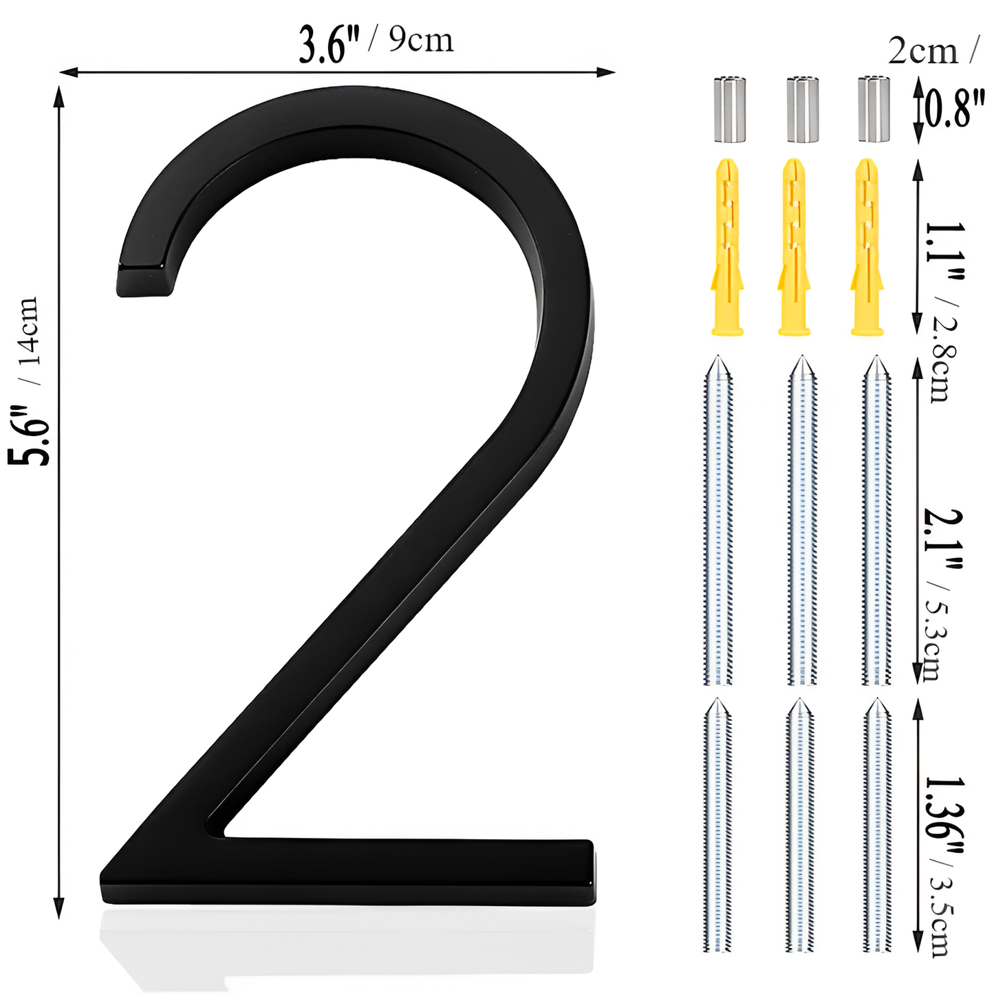 LZINA™ | Black Full House Number - House Number Modern - House Number Sign