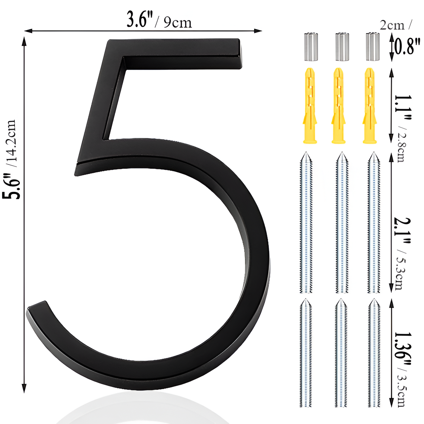 LZINA™ | Black Full House Number - House Number Modern - House Number Sign
