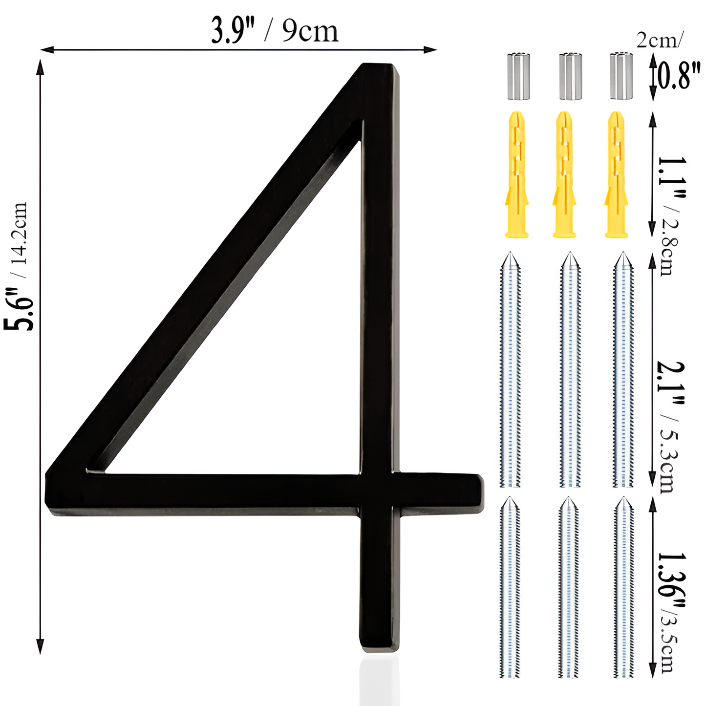 LZINA™ | Black Full House Number - House Number Modern - House Number Sign