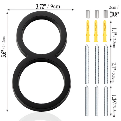 LZINA™ | Black Full House Number - House Number Modern - House Number Sign