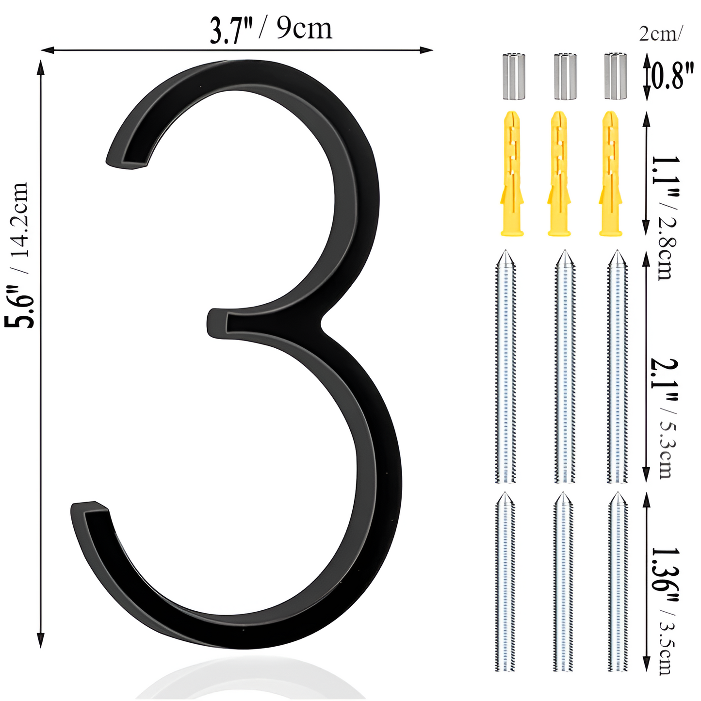 LZINA™ | Black Full House Number - House Number Modern - House Number Sign