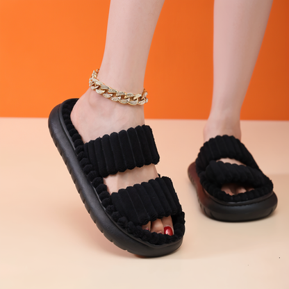 BowLift | Sofie - Plush Lined Slippers with Cross Band