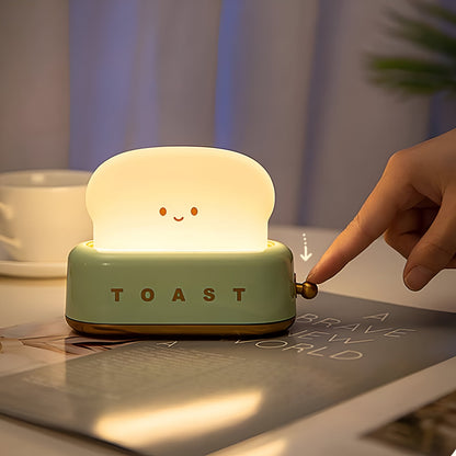 LZINA™ | TinyToast Table Lamp – Portable Toaster-Shaped Night Light with Dimmable LED & USB Port