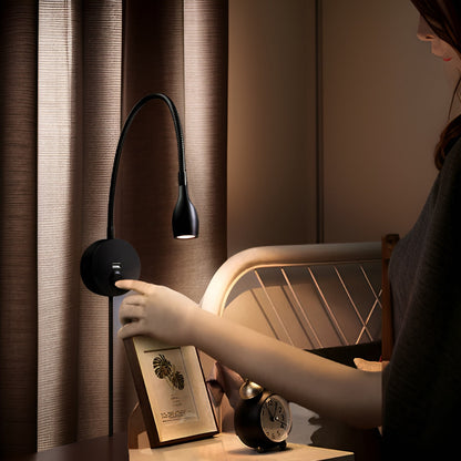 BowLift TouchGlow: 2-in-1 Swan-Neck Wall Lamp with USB Charger for Cozy Reading Evenings