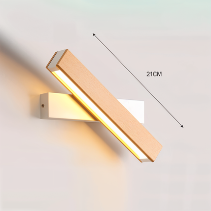 BowLift TwistLED Wall Lamp — 360° Rotatable, Wooden Rectangular LED Wall Light