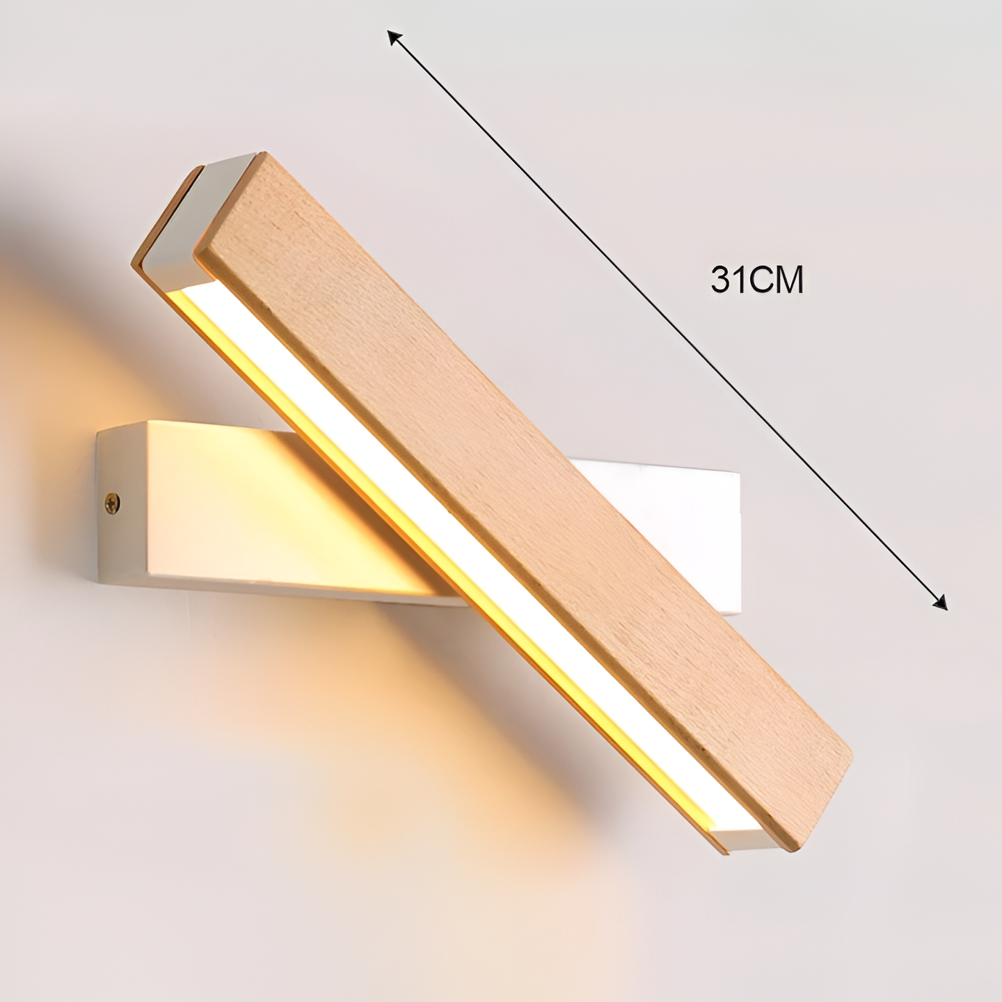 BowLift TwistLED Wall Lamp — 360° Rotatable, Wooden Rectangular LED Wall Light