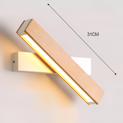BowLift TwistLED Wall Lamp — 360° Rotatable, Wooden Rectangular LED Wall Light