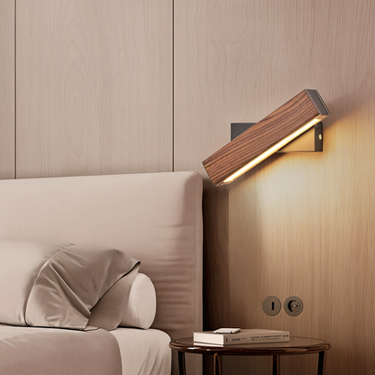 BowLift TwistLED Wall Lamp — 360° Rotatable, Wooden Rectangular LED Wall Light