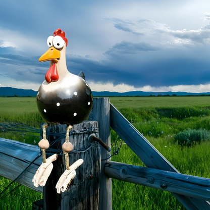 BowLift | Large Eyes Chicken Statue - Weatherproof Resin Craft - Rooster Garden Statue