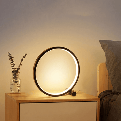 BowLift Halo Glo Lamp — Sleek Minimalist Round LED Table Lamp with Dimmable Lighting
