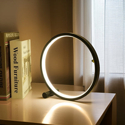 BowLift Halo Glo Lamp — Sleek Minimalist Round LED Table Lamp with Dimmable Lighting