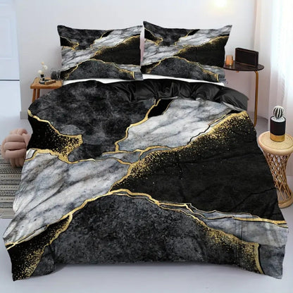 LZINA™ | Jade Opulent Gold Accent Duvet Cover Set