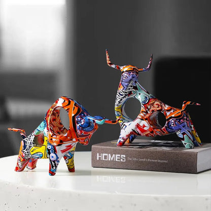 LZINA™ | Art Colorful Bull Sculpture