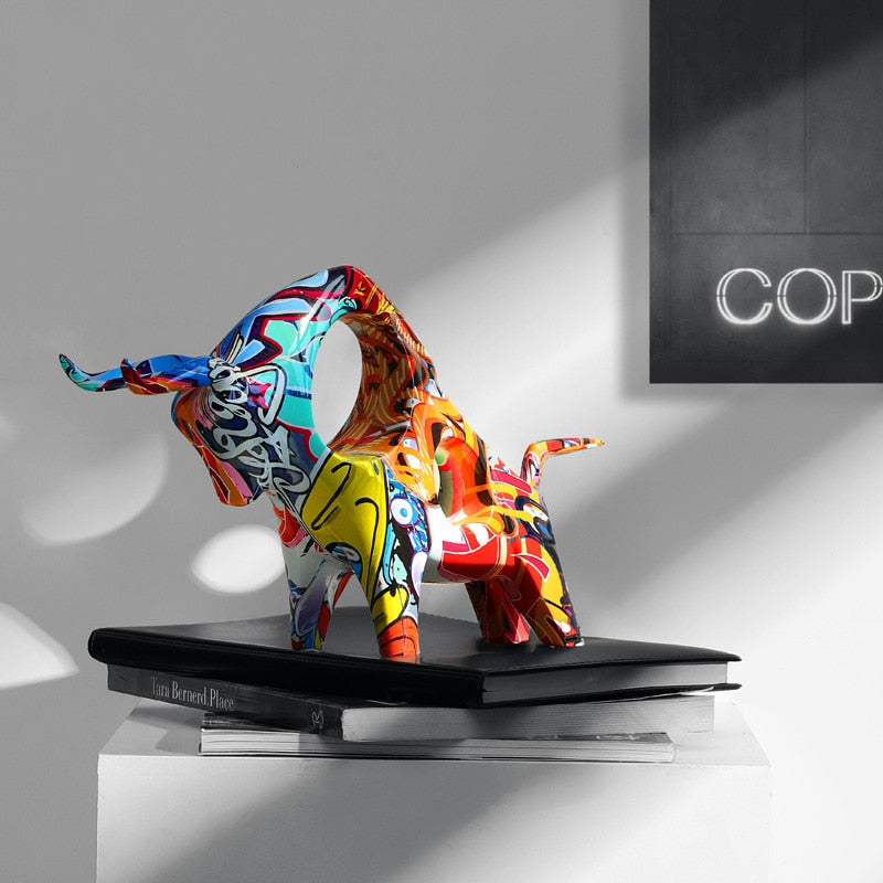 LZINA™ | Art Colorful Bull Sculpture