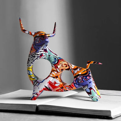 LZINA™ | Art Colorful Bull Sculpture